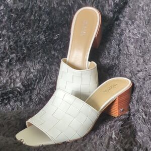 Michael Kors Cream Woven Leather Mules